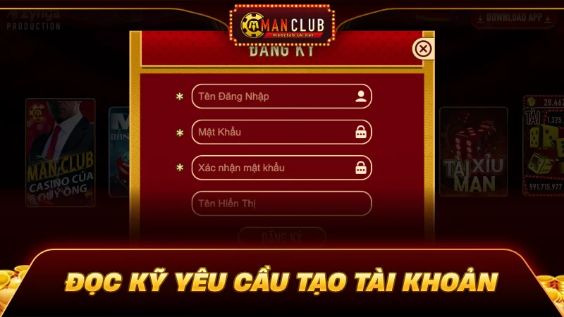 Đọc kỹ yêu cầu để tạo tài khoản giải trí